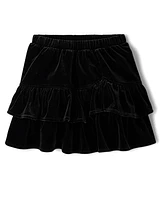 Girls Tiered Velour Skirt