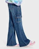 Girls Cargo Wide Leg Jeans