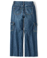 Girls Cargo Wide Leg Jeans