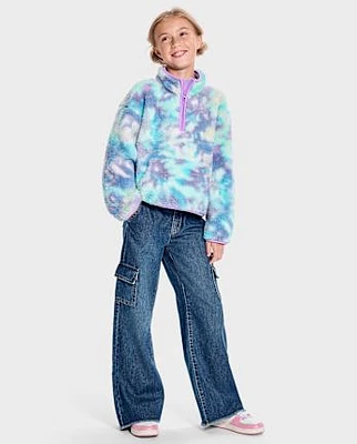 Girls Cargo Wide Leg Jeans