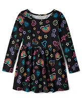 Girls Rainbow Doodle Everyday Dress