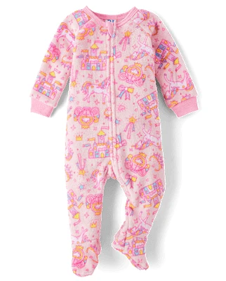 Baby And Toddler Girls Princess Fleece Footed One Piece Pajamas