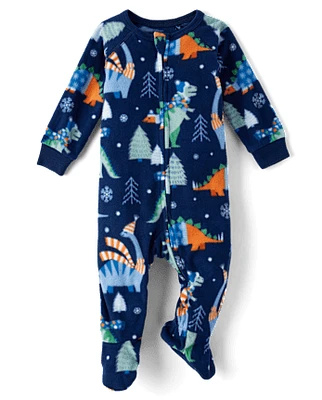 Baby And Toddler Boys Dino Microfleece Footed One Piece Pajamas