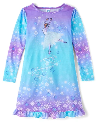 Girls Snow Princess Ruffle Nightgown