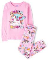 Girls Unicorn Snug Fit Cotton Pajamas