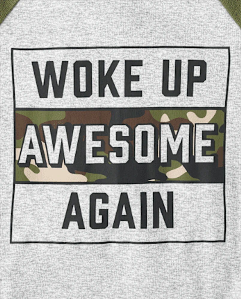 Boys Woke Up Awesome Snug Fit Cotton Pajamas