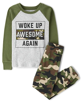 Boys Woke Up Awesome Snug Fit Cotton Pajamas