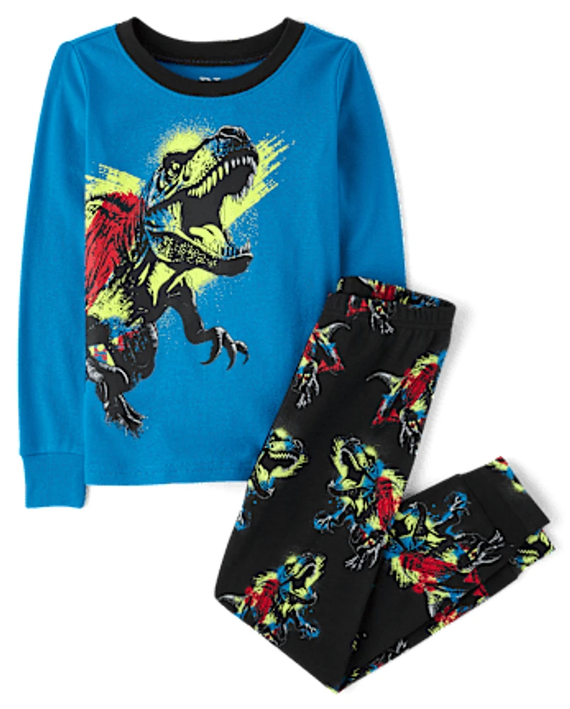 Boys Dino Snug Fit Cotton Pajamas