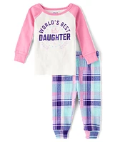 Baby And Toddler Girls World's Best Daughter Snug Fit Cotton Pajamas