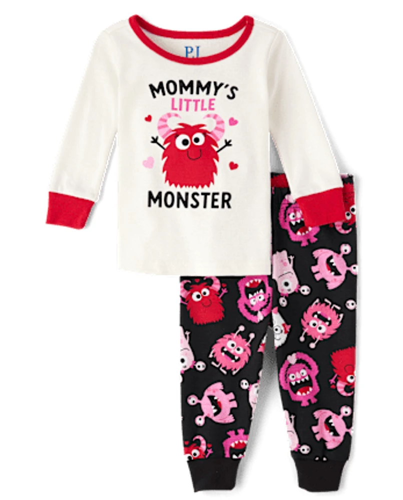 Baby And Toddler Girls Mommy's Monster Snug Fit Cotton Pajamas