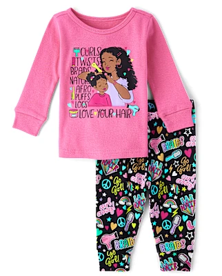 Baby And Toddler Girls Love Your Hair Snug Fit Cotton Pajamas