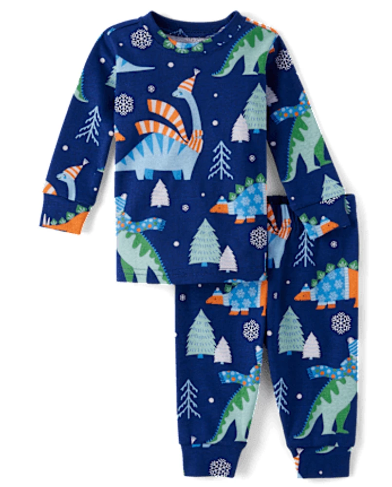 Baby And Toddler Boys Winter Dino Snug Fit Cotton Pajamas