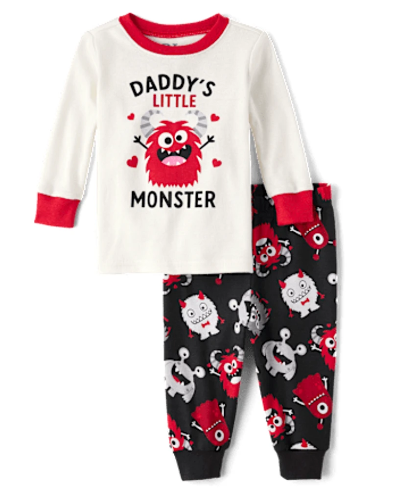 Baby And Toddler Boys Daddy's Monster Snug Fit Cotton Pajamas