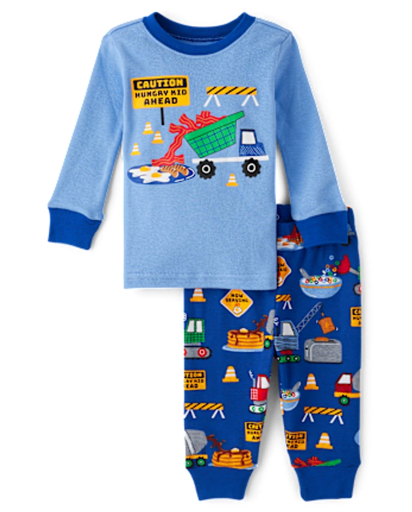 Baby And Toddler Boys Breakfast Construction Snug Fit Cotton Pajamas