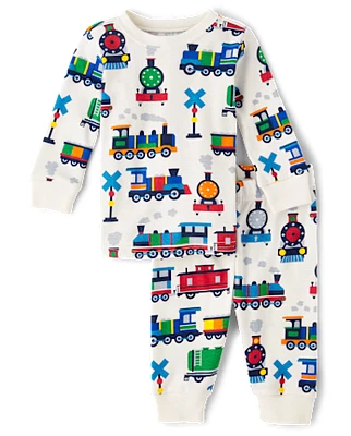 Baby And Toddler Boys Train Snug Fit Cotton Pajamas