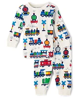 Baby And Toddler Boys Train Snug Fit Cotton Pajamas