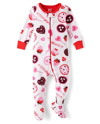 Baby And Toddler Girls Candy Snug Fit Cotton Footed One Piece Pajamas