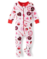 Baby And Toddler Girls Candy Snug Fit Cotton Footed One Piece Pajamas