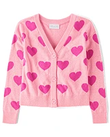 Girls Intarsia Heart Cardigan