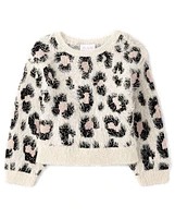 Girls Leopard Eyelash Sweater