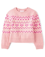 Girls Intarsia Heart Fairisle Sweater