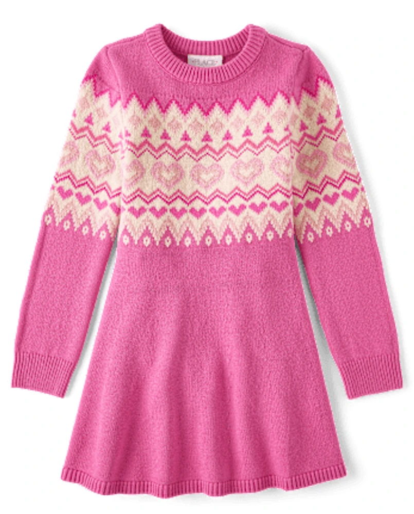 Girls Heart Fairisle Sweater Dress