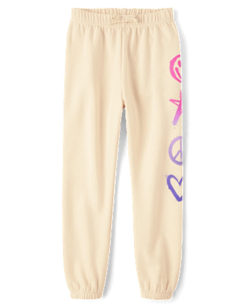 Girls Graphic Fleece Jogger Pants