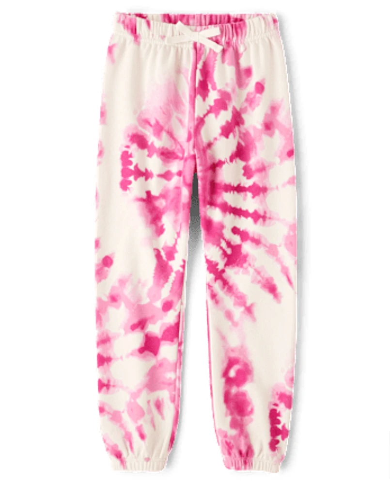 Girls Tie Dye Fleece Jogger Pants