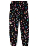 Girls Print Fleece Jogger Pants