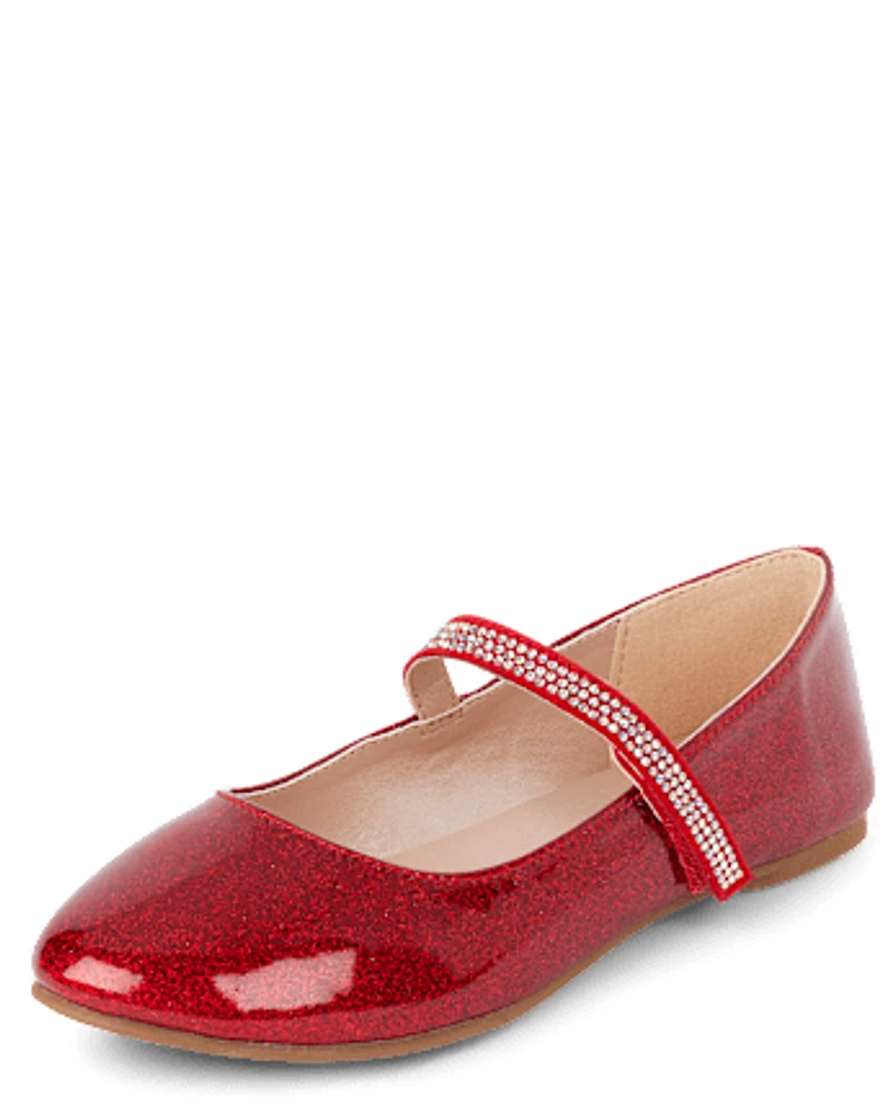 Girls Jeweled Glitter Ballet Flats