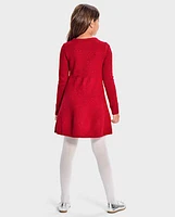 Girls Rhinestone Cable Knit Sweater Dress