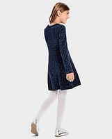 Girls Cable Knit Rhinestone Sweater Dress