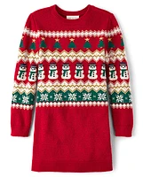 Girls Matching Family Christmas Fairisle Sweater Dress