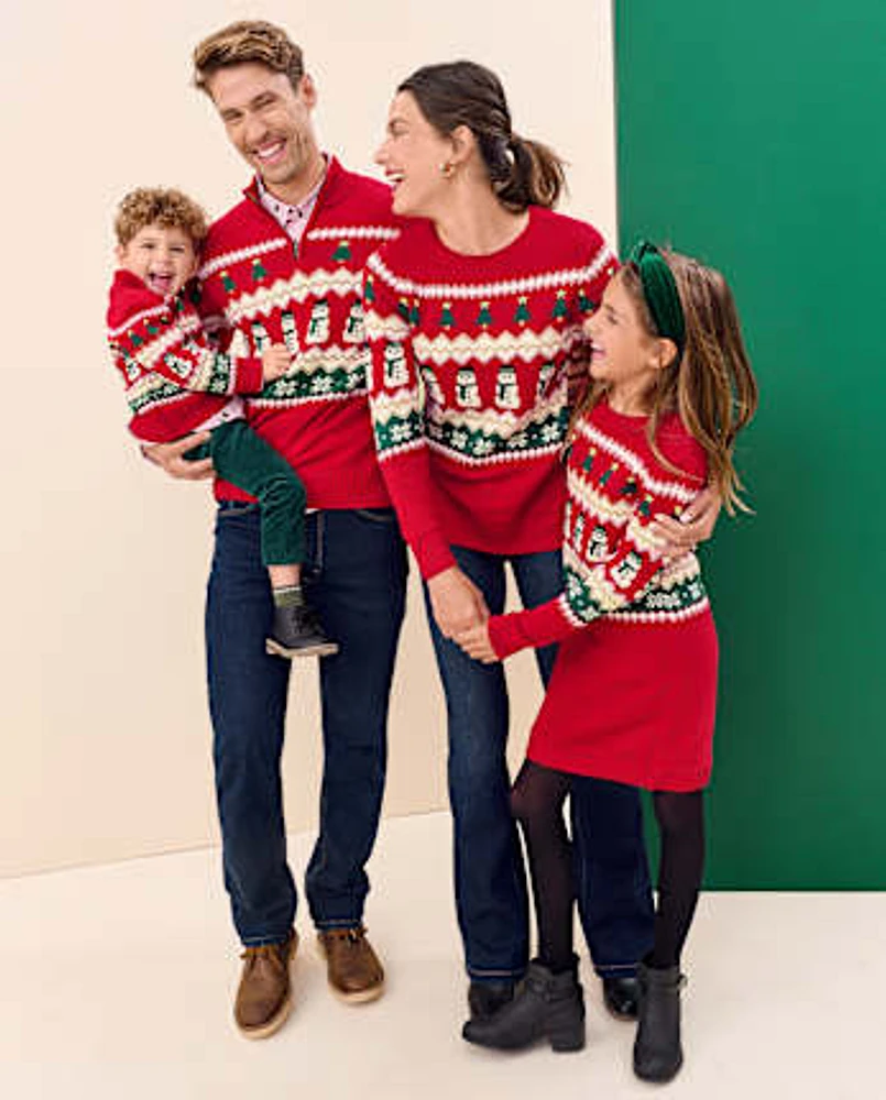 Fille Famille assortie de Noël jacquard Robe pull