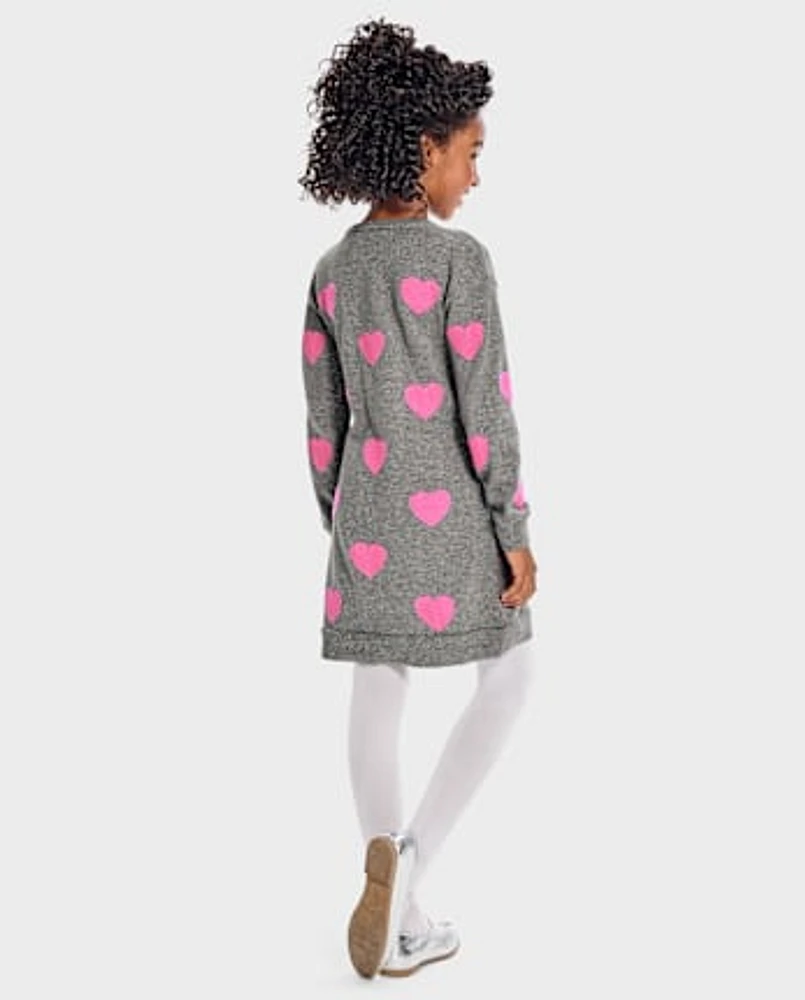 Girls Heart Sweater Dress