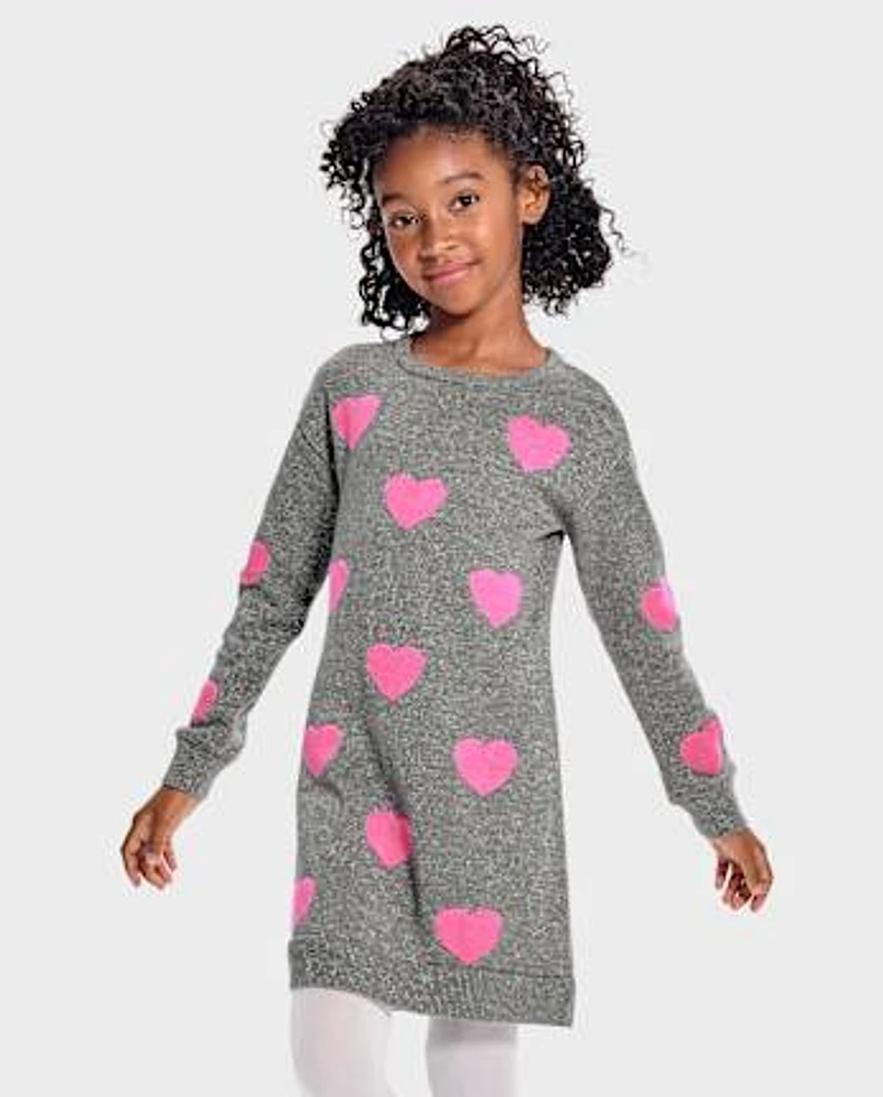 Girls Heart Sweater Dress