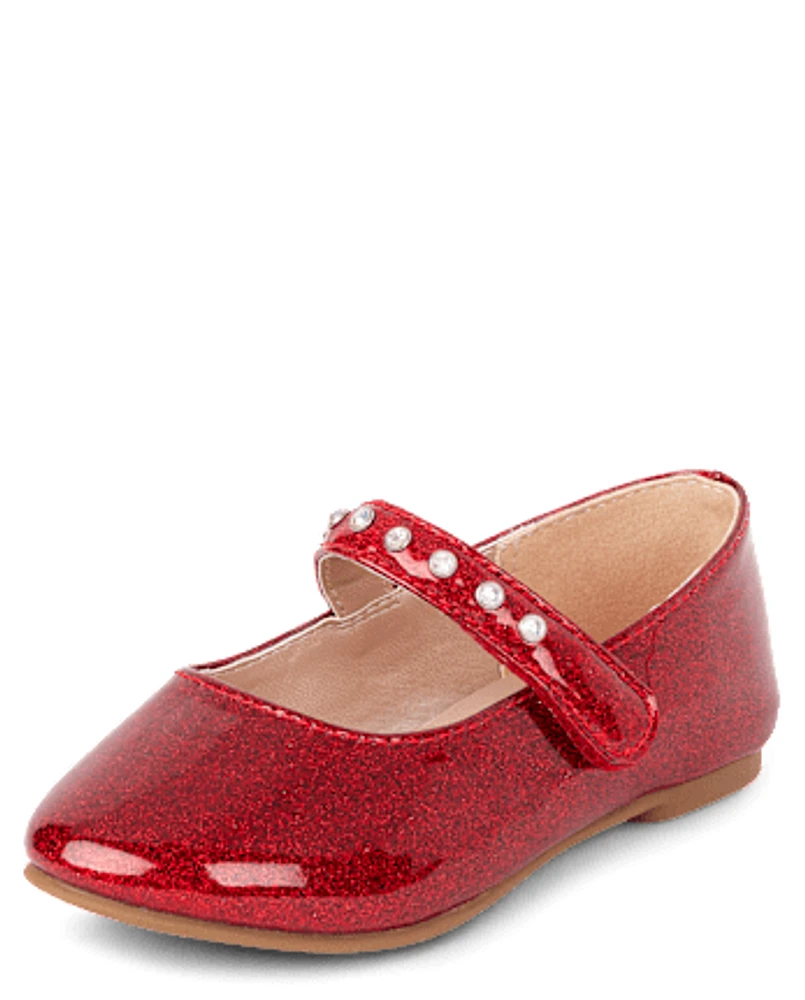 Toddler Girls Jeweled Glitter Ballet Flats