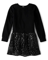 Girls Sequin Sweatshirt Dress