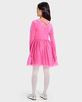 Girls Cross Back Glitter Velour Tutu Dress