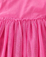 Girls Cross Back Glitter Velour Tutu Dress