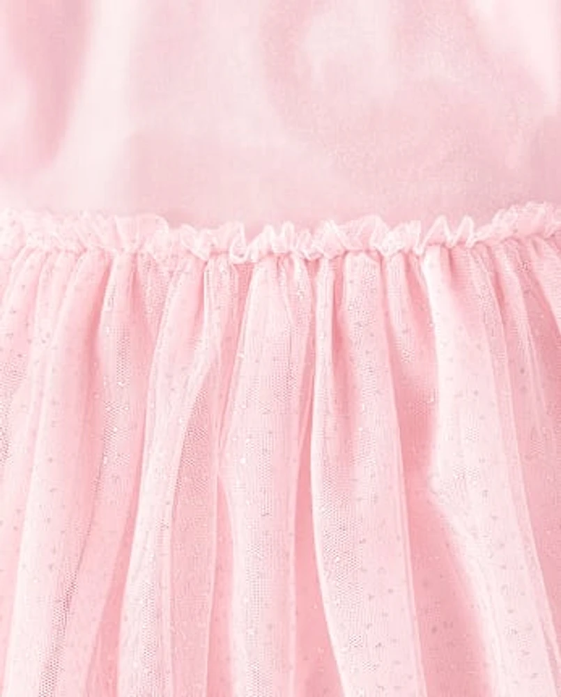 Girls Cross Back Velour Tutu Dress