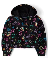 Fille arc-en-ciel Doodle Zip Up Kangourous