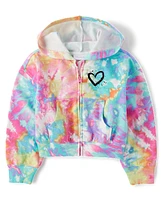 Girls Tie Dye Fleece Zip Up Hoodie