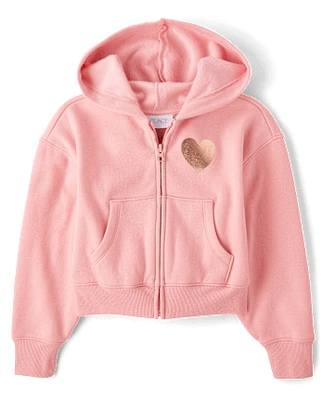 Girls Graphic Cozy Zip Up Hoodie