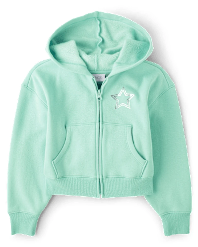 Girls Graphic Cozy Zip Up Hoodie