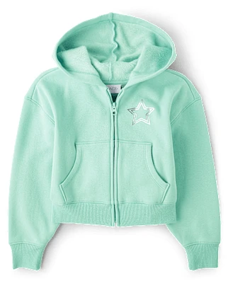 Girls Graphic Cozy Zip Up Hoodie