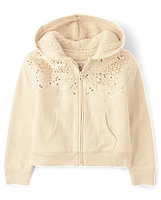 Fille Paillettes molleton Sherpa Lined Zip Up Kangourous