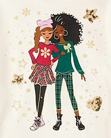 Girls Sequin Bar Back Graphic Top