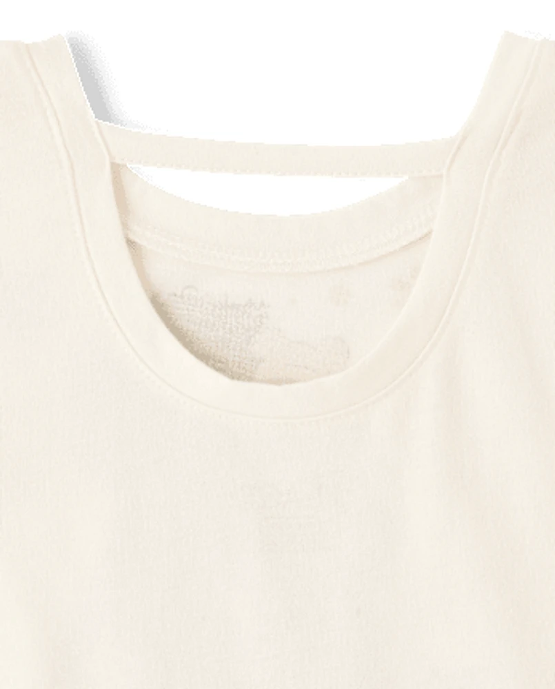 Girls Sequin Bar Back Graphic Top