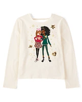 Girls Sequin Bar Back Graphic Top